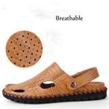 DJSUNNYMIX Brand men sandals slippers genuine leather cowhide male summer shoes outdoor casual leather sandals