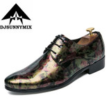 DJSUNNYMIX Brand men's business shoes Patent leather pointed toe Men Oxfords Lace-Up Wedding Shoes Dress footwear