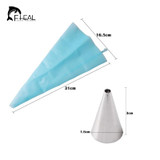 DIY Silicone Icing Piping Cream Pastry Bag With 6pcs Stainless Steel Cake Decorating Nozzles Tool Bakeware 7pcs/set