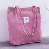Women Corduroy Shopping Bag Female Canvas Cloth Shoulder Bag Environmental Storage Handbag Reusable Foldable Eco Grocery Totes Women Corduroy Shopping Bag Female Canvas Cloth Shoulder Bag Environmental Storage Handbag Reusable Foldable Eco Grocery Totes
