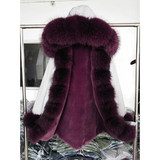 AORRYVLA Fur Parka For Women Winter 2017 Luxurious Real Fox Fur Collar Hooded Long Coat Thick Warm Detachable Lining Lady Parka