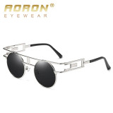 AORON Brand LOGO Original Polarized Sunglasses Goggles Men Designer Round Mirror Glasses oculos de sol Eyewear Accessories A393