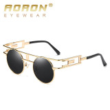 AORON Brand LOGO Original Polarized Sunglasses Goggles Men Designer Round Mirror Glasses oculos de sol Eyewear Accessories A393