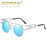 AORON Brand LOGO Original Polarized Sunglasses Goggles Men Designer Round Mirror Glasses oculos de sol Eyewear Accessories A393