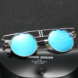 AORON Brand LOGO Original Polarized Sunglasses Goggles Men Designer Round Mirror Glasses oculos de sol Eyewear Accessories A393