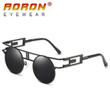 AORON Brand LOGO Original Polarized Sunglasses Goggles Men Designer Round Mirror Glasses oculos de sol Eyewear Accessories A393