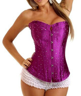2017 New Corset Lingerie Sexy Women Lace up Corset Top Bustier Lingerie Rhinestone Decoration Underwear Corset & G-string S~6XL