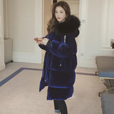 2017 New Collection Long Velvet Cotton Parka Women Loose Fit Winter Coats Outerwear With Large Faux Fur Hood