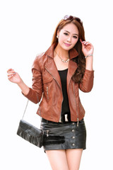 2017 New Coat Female Fashion Zippers PU Leather Jacket Fall Plus Size 4XL Women Leather Jacket Lapel Collar Women Coat BL0009