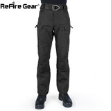 ReFire Gear Waterproof Tactical Military Pants Men Cotton Rip-stop SWAT Soldier Combat Trousers Casual Pockets Army Cargo Pants
