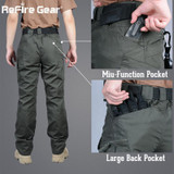 ReFire Gear Waterproof Tactical Military Pants Men Cotton Rip-stop SWAT Soldier Combat Trousers Casual Pockets Army Cargo Pants