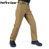 ReFire Gear Waterproof Tactical Military Pants Men Cotton Rip-stop SWAT Soldier Combat Trousers Casual Pockets Army Cargo Pants