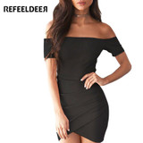 Refeeldeer Women Summer Dress 2017 Summer Sundress Pink Black Off Shoulder Backless Beach Tunic Party Dress Sexy Robe Femme