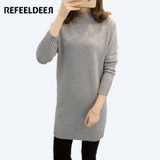 Refeeldeer Medium Long Sweater Dress Women 2017 Autumn Winter Knit Women Sweaters And Pullovers Female Tricot Jumper Pull Femme