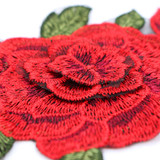 Red Rose Embroidered Sewing On Patch Flower Iron On Patch Stickers For Clothes Badge Sewing Fabric Applique Supplies
