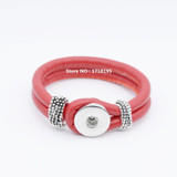 Red Real Leather Bangle Bracelets Snap Button Bracelet fit Glass Snap Button 18mm for Women Men Jewelry 2017