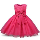 Red Flower Princess infant Dress Wedding bebe Girl Birthday Clothes Baby Newborn Girls Dress Party Kids Clothing Baptism Dresses