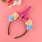 Rainbow Unicorn Horn Hairband Kids Chiffon Unicorn Headband Glitter Hairband Easter Bonus for Party Gift Hair Accessories
