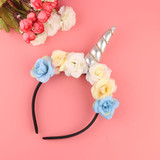 Rainbow Unicorn Horn Hairband Kids Chiffon Unicorn Headband Glitter Hairband Easter Bonus for Party Gift Hair Accessories