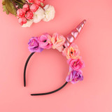Rainbow Unicorn Horn Hairband Kids Chiffon Unicorn Headband Glitter Hairband Easter Bonus for Party Gift Hair Accessories
