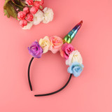 Rainbow Unicorn Horn Hairband Kids Chiffon Unicorn Headband Glitter Hairband Easter Bonus for Party Gift Hair Accessories