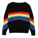 rainbow stripe pullover woman loose knit sweater rainbow stripe pullover woman loose knit sweater