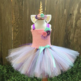 Rainbow Pony Unicorn Tutu Dress Girl Kids Christmas Halloween Costume Fancy Baby Girl Birthday Party Dresses With Headband 1-14Y