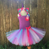 Rainbow Pony Unicorn Tutu Dress Girl Kids Christmas Halloween Costume Fancy Baby Girl Birthday Party Dresses With Headband 1-14Y