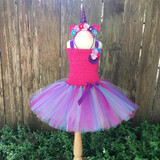 Rainbow Pony Unicorn Tutu Dress Girl Kids Christmas Halloween Costume Fancy Baby Girl Birthday Party Dresses With Headband 1-14Y