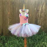 Rainbow Pony Unicorn Tutu Dress Girl Kids Christmas Halloween Costume Fancy Baby Girl Birthday Party Dresses With Headband 1-14Y