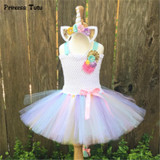 Rainbow Pony Unicorn Tutu Dress Girl Kids Christmas Halloween Costume Fancy Baby Girl Birthday Party Dresses With Headband 1-14Y