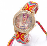 Rainbow Geneva Watch Women vintage hippie Mexican Rhinestone Style dial Fridas Fashion wristwatch Lace Chain Braid Reloj