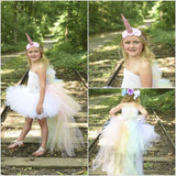 Rainbow Bustle Unicorn Girl Tutu Dress Princess Girls Pony Birthday Party Costume Special Occasion Tutu Dresses With Headband