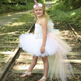 Rainbow Bustle Unicorn Girl Tutu Dress Princess Girls Pony Birthday Party Costume Special Occasion Tutu Dresses With Headband