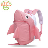 Rainbow Baby Cartoon Shark Child's School Bag Bcakpack Ultra-Light Waterproof Wearable Breathable Anti-lost Rope Kids Baby Bag