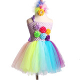 Rainbow Baby Girls Fancy Tutu Dress Holiday Flower Fluffy Baby Dress with Headband 1st Birthday Photo Costume TS092