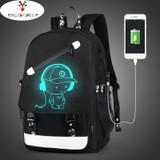 Raged Sheep Boys School Backpack Student Luminous Animation USB Charge Changeover Joint School Bags Teenager anti-theft backpack