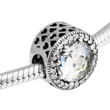 Radiant Hearts Clear CZ Charm Clear Opal Bead Fit Orignal Bracelets &amp; Necklace 925 Sterling Silver Bead For woman Wholesale