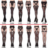 Lace Suspenders Open Crotch Sexy Lingerie Women Tights Thigh High Stockings Nightclub Thin Pantyhose
