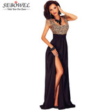 Lace Stitching Backless Top Elegant Long Party Dresses Floor Length Formal Dress High Slit Side Women Dress For Party Evening
