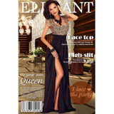 Lace Stitching Backless Top Elegant Long Party Dresses Floor Length Formal Dress High Slit Side Women Dress For Party Evening