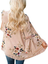 Lace Split-joint Printed Cover-up Top
