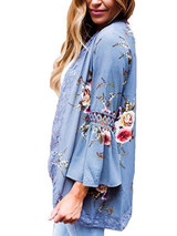 Lace Split-joint Printed Cover-up Top
