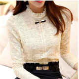 Lace Shirt Women Clothing Blusas Femininas Blouses &amp; Shirts 2015 New Fashion women tops Thick Fleece Women Crochet Blouse 018A
