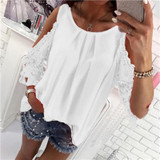Lace Shirt Blouse Off Shoulder Sexy Women Blouse Chiffon Shirts Blusa Tunic Loose Casual Top For Women WS1360T