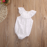 Lace Ruffles Neck Romper baby girls clothes 2017 Summer Toddler Infant Kids Sleeveless Clothes Cotton Jumpsuit Sunsuit Outfits