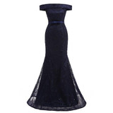 Lace Prom Dresses 2017 Boat Neck Elegant Formal Party Gowns Mermaid Long Prom Dress