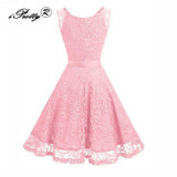 Lace Patchwork Women Vintage Dress Autumn Winter Sleeveless Pin Up Rockabilly Plus Size 3XL Retro Robe Female Party Vestidos