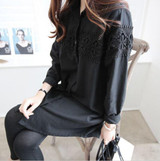 Lace Patch-worked Maternity Shirts Long Sleeve Loose Blouses Tops Clothes for Pregnant Women Spring Autumn Pregnancy Clothing