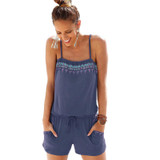 Lace Girl Summer Jumpsuits 2017 Spaghetti Strap Beach Playsuits Printed Jumpsuits Shorts Womens Sleeveless Bodysuit Overalls
